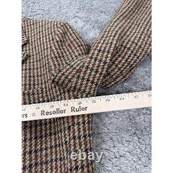 Southwick Blazer Mens 44L Brown Wool Houndstooth Tweed Sports Coat Jacket Vtg