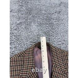 Southwick Blazer Mens 44L Brown Wool Houndstooth Tweed Sports Coat Jacket Vtg