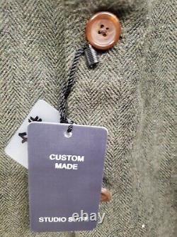 Studio Suits i Men's 42 3 Piece Tweed Wool Suit Italy Hand Crafted NEW NWT