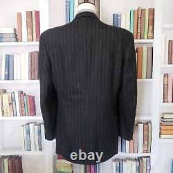 Tallia Flannel Double Breasted Suit Men 40L Pants 32X32 Gray Striped Vintage USA