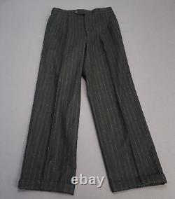 Tallia Flannel Double Breasted Suit Men 40L Pants 32X32 Gray Striped Vintage USA