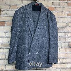 VINTAGE 80s COTLER WOOL 2-PIECE DOUBLE-BREASTED GRAY SUIT MADE IN USA 42 CHEST