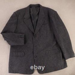 VINTAGE Donegal Tweed Jacket 3XL Blue Herringbone Silk Wool Blazer Scotland 58R