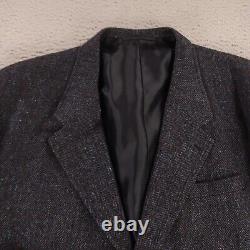 VINTAGE Donegal Tweed Jacket 3XL Blue Herringbone Silk Wool Blazer Scotland 58R