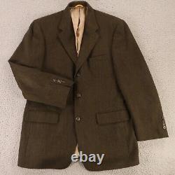 VINTAGE Donegal Tweed Jacket M Brown Green Herringbone Wool USA Bill Blass 40R