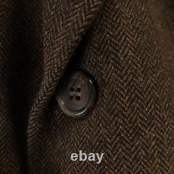 VINTAGE Donegal Tweed Jacket M Brown Green Herringbone Wool USA Bill Blass 40R