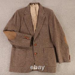 VINTAGE Hunt Valley Jacket Brown Wool Donegal Tweed Blazer Elbow Patches 42L
