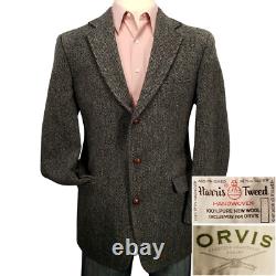 VINTAGE Orvis Harris Tweed Mens Blazer Size 44 Sport Coat Two Button Jacket Suit