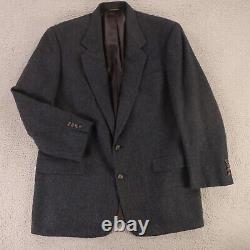 VINTAGE Tweed Jacket L LT Blue Herringbone 100% Wool Blazer Made in USA 44L