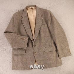 VINTAGE Tweed Jacket XL Beige Tan Brown Over Check Two Tone Hopsack Wool USA 46R