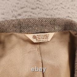 VINTAGE Tweed Jacket XL Beige Tan Brown Over Check Two Tone Hopsack Wool USA 46R