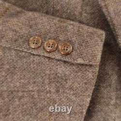 VINTAGE Tweed Jacket XL Beige Tan Brown Over Check Two Tone Hopsack Wool USA 46R