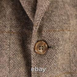 VINTAGE Tweed Jacket XL Beige Tan Brown Over Check Two Tone Hopsack Wool USA 46R