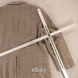 VINTAGE Tweed Jacket XL Beige Tan Brown Over Check Two Tone Hopsack Wool USA 46R