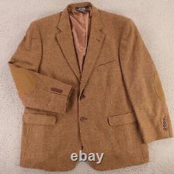 VINTAGE Tweed Jacket XL Brown Melange Lambs Wool Heavy Twill Elbow Patches 46S