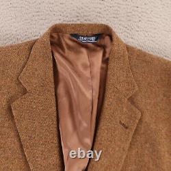 VINTAGE Tweed Jacket XL Brown Melange Lambs Wool Heavy Twill Elbow Patches 46S