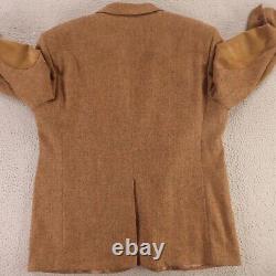 VINTAGE Tweed Jacket XL Brown Melange Lambs Wool Heavy Twill Elbow Patches 46S