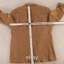 VINTAGE Tweed Jacket XL Brown Melange Lambs Wool Heavy Twill Elbow Patches 46S