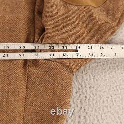 VINTAGE Tweed Jacket XL Brown Melange Lambs Wool Heavy Twill Elbow Patches 46S