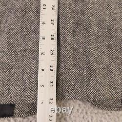 VINTAGE Tweed Jacket XL XLT Gray Herringbone 100% Wool Blazer Made in USA 46L