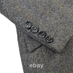 VTG 38 R Eisenberg & Eisenberg X Harris Tweed Grey Multi Stripe 3 Pc Suit USA