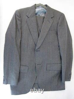 VTG 3 Piece Gray Wool Flannel Pinstripe Suit Made in USA by Richman 36R 30W 30.5