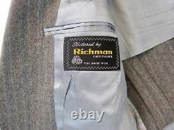 VTG 3 Piece Gray Wool Flannel Pinstripe Suit Made in USA by Richman 36R 30W 30.5