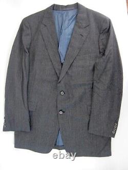 VTG 3 Piece Suit Herringbone Tweed Gray Wool Vest 2 Btn Made in USA 42L 38W 32.5