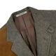 Vtg 40 R Orvis X Harris Tweed / Leather Olive Herringbone Belted Hunting Jacket