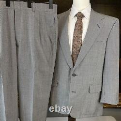 VTG 42R 38 x 30 2Pc Bespoke FULL CANVAS Black / White Houndstooth Wool 2Btn Suit