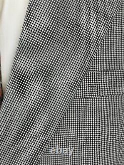 VTG 42R 38 x 30 2Pc Bespoke FULL CANVAS Black / White Houndstooth Wool 2Btn Suit