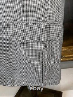 VTG 42R 38 x 30 2Pc Bespoke FULL CANVAS Black / White Houndstooth Wool 2Btn Suit