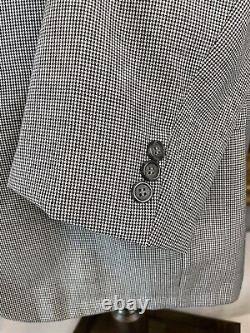 VTG 42R 38 x 30 2Pc Bespoke FULL CANVAS Black / White Houndstooth Wool 2Btn Suit