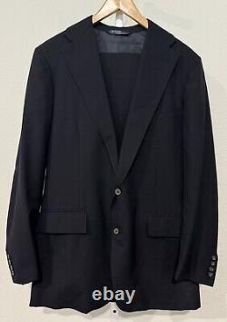 VTG 42 L Polo Ralph Lauren Navy Blue Solid Mid Weight Wool Suit Made USA 70s