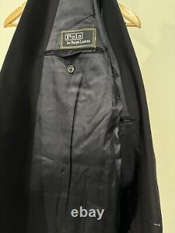 VTG 42 L Polo Ralph Lauren Navy Blue Solid Mid Weight Wool Suit Made USA 70s