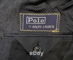 VTG 44 L Polo Ralph Lauren Grey Multi Stripe Flannel Weight Wool Suit Made USA
