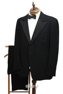 VTG 50s Browning King & Co Black Flannel & Silk Peak Lapel 2-Piece Tuxedo 40 US