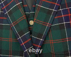 VTG 60's 42 L The Scotch House Dark Green Plaid Patch Pocket Tweed Blazer & Vest