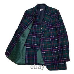 VTG 60's 42 L The Scotch House Dark Green Plaid Patch Pocket Tweed Blazer & Vest