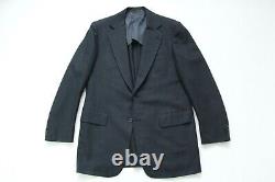 VTG 70s Hickey Freeman Charcoal Striped Wool Flannel 3 Piece 2 Button Suit Sz 44