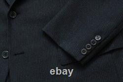 VTG 70s Hickey Freeman Charcoal Striped Wool Flannel 3 Piece 2 Button Suit Sz 44