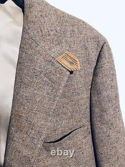 VTG 70s Hubbard Brown Tweed Flecked 2 Button Flared Suit 44R