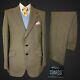 Vtg 80's Guards Tweed Suit 44l 38 Green Wool Blend Country Thornproof 2pc