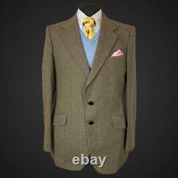 VTG 80's Guards Tweed Suit 44L 38 Green Wool Blend Country Thornproof 2PC