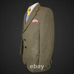 VTG 80's Guards Tweed Suit 44L 38 Green Wool Blend Country Thornproof 2PC