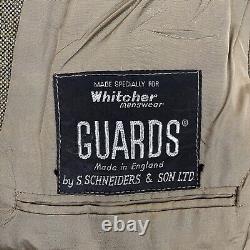 VTG 80's Guards Tweed Suit 44L 38 Green Wool Blend Country Thornproof 2PC