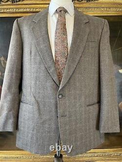 VTG Accento 43R 36 x 30 2Pc 100% Wool Heavy Tweed Brown Check 2Btn Suit