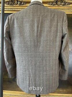 VTG Accento 43R 36 x 30 2Pc 100% Wool Heavy Tweed Brown Check 2Btn Suit