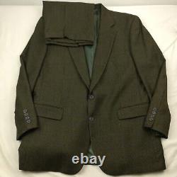VTG Aquascutum London 42R Tweed Wool Green Blue Glen Plaid 2 PC Suit 34x30 Pants