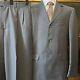 Vtg Bespoke Zegna Cloth 40r 32 X 32 Gray Striped Tropical Australian Wool Suit